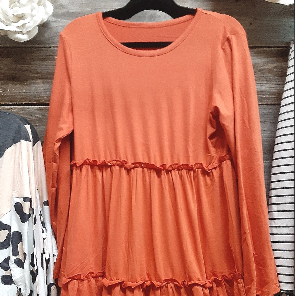 Rustic orange ruffle dress!